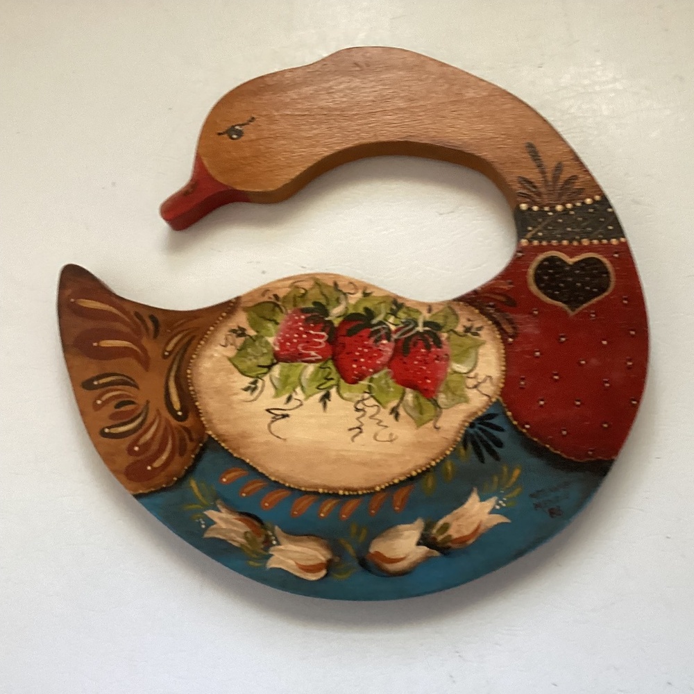 Vintage Wooden Hand painted Swan
